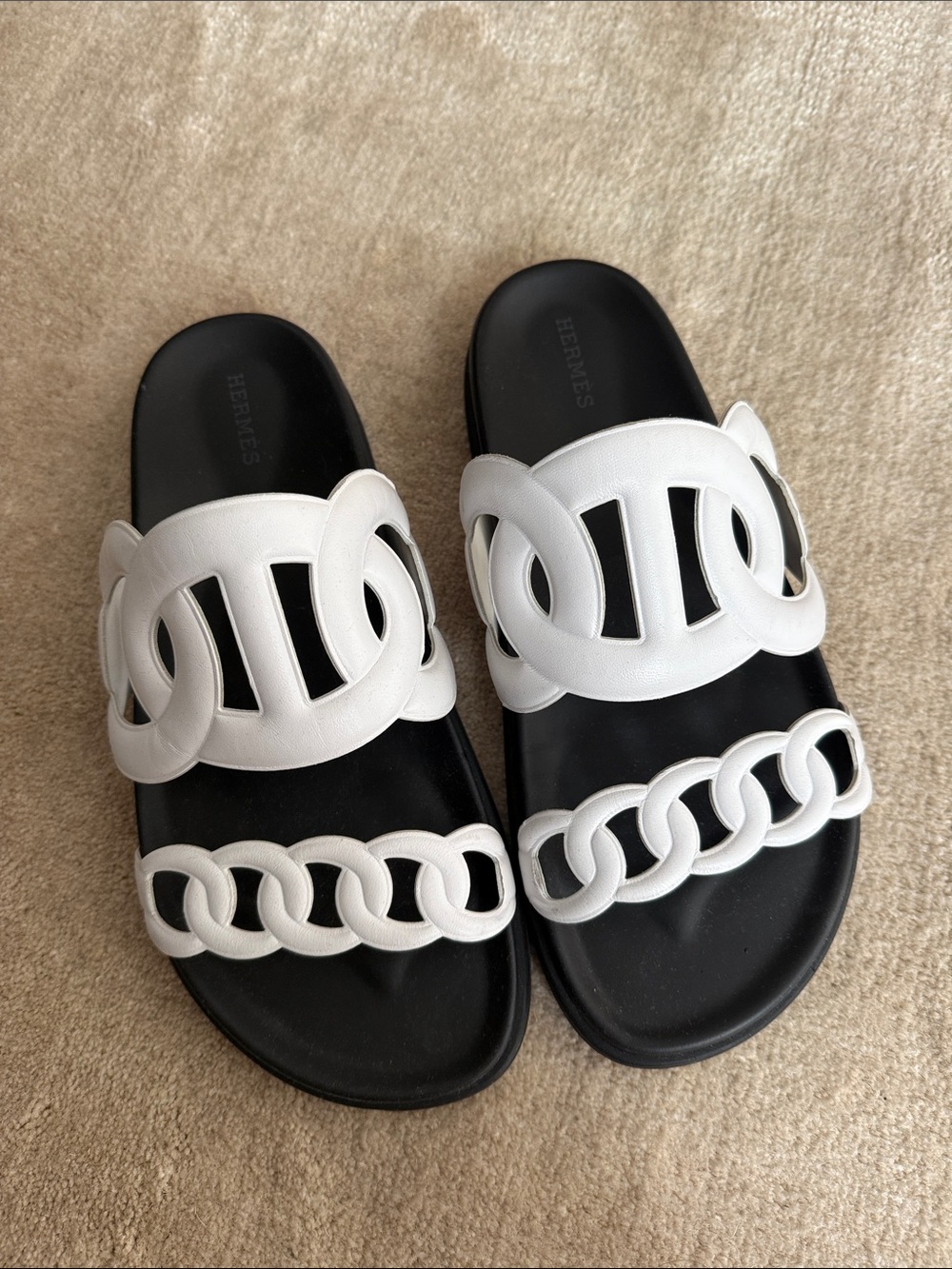 Hermes Extra Slide Sandal in White